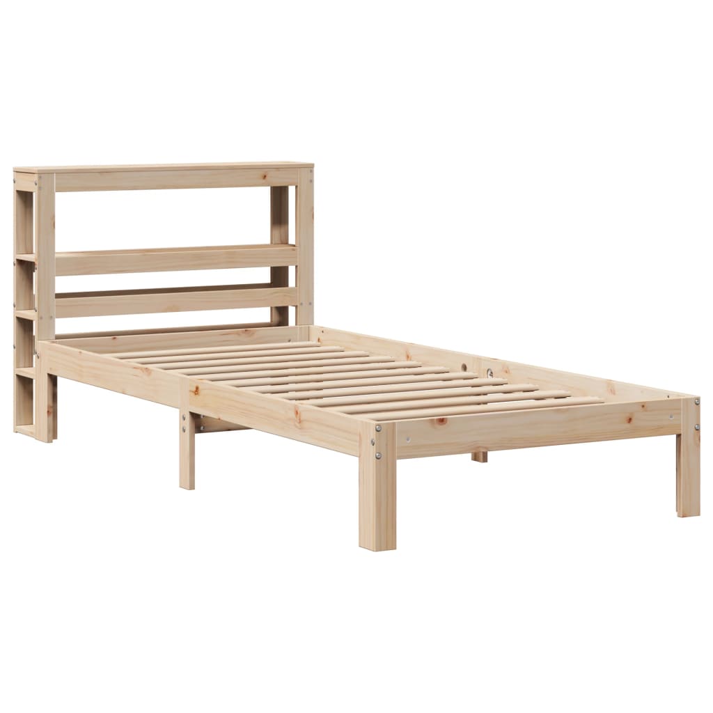 vidaXL Bedframe met hoofdbord massief grenenhout 75x190 cm afbeelding