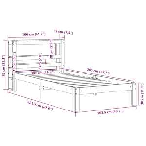 Rám postele s čelem 100 x 200 cm masivní borové dřevo - obrázek 11