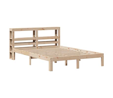 vidaXL Posteljni okvir z vzglavjem 140x200 cm trdna borovina