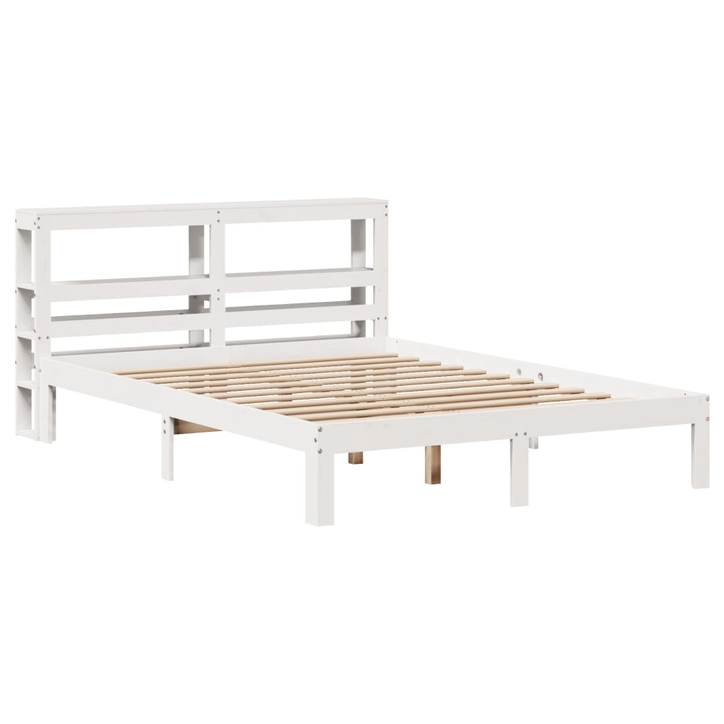 vidaXL Bedframe met hoofdeinde zonder matras 140x200 cm wit afbeelding