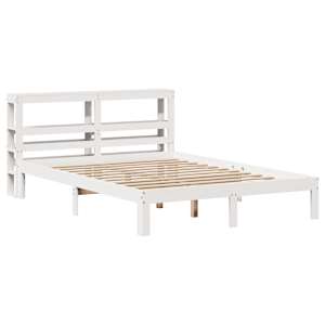 Rám postele s čelem bílý 150x200 cm masivní borovice - obrázek 3