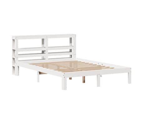 vidaXL Bed Frame with Headboard without Mattress White 160x200 cm