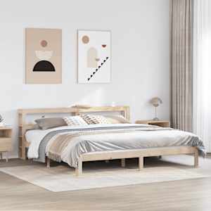 Rám postele s čelem 200 x 200 cm masivní borové dřevo - obrázek 1