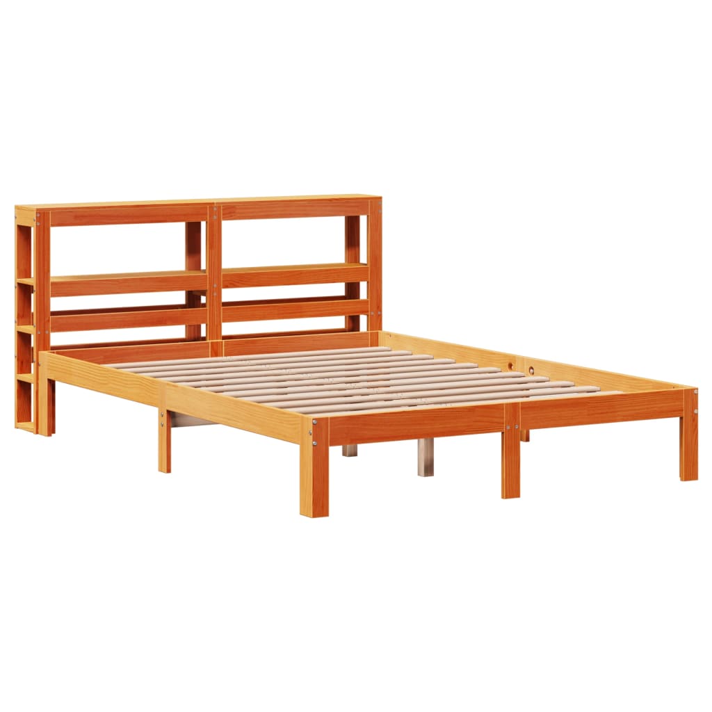 vidaXL Bedframe zonder matras massief grenenhout wasbruin 135x190 cm afbeelding