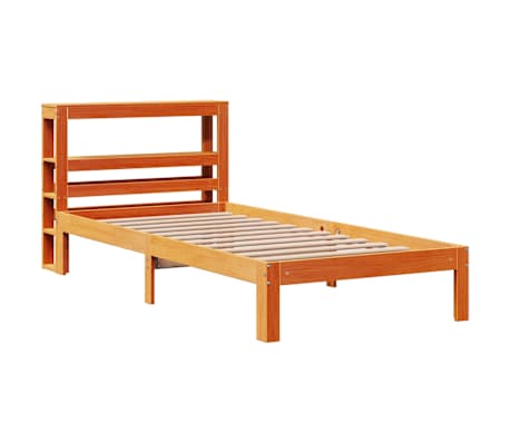 vidaXL Massivholzbett ohne Matratze Wachsbraun 90x200 Kiefernholz