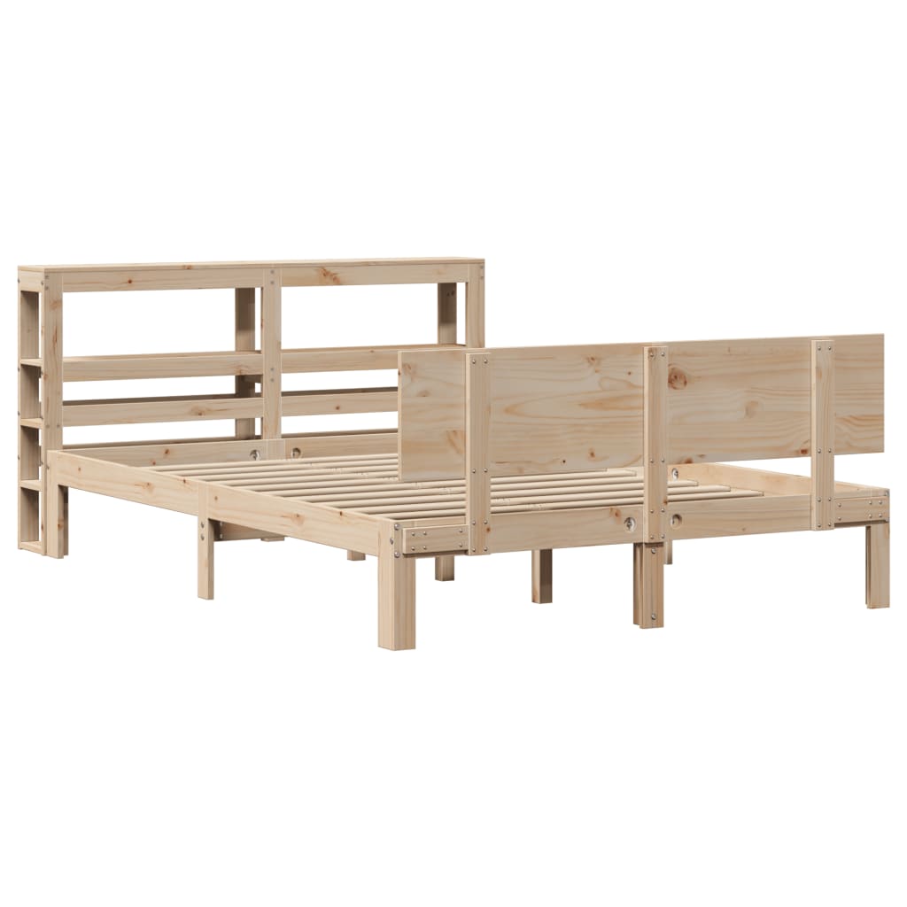 vidaXL Bedframe met hoofdbord massief grenenhout 120x190 cm afbeelding