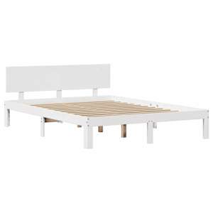 Rám postele s čelem bílý 135 x 190 cm masivní borovice - obrázek 7