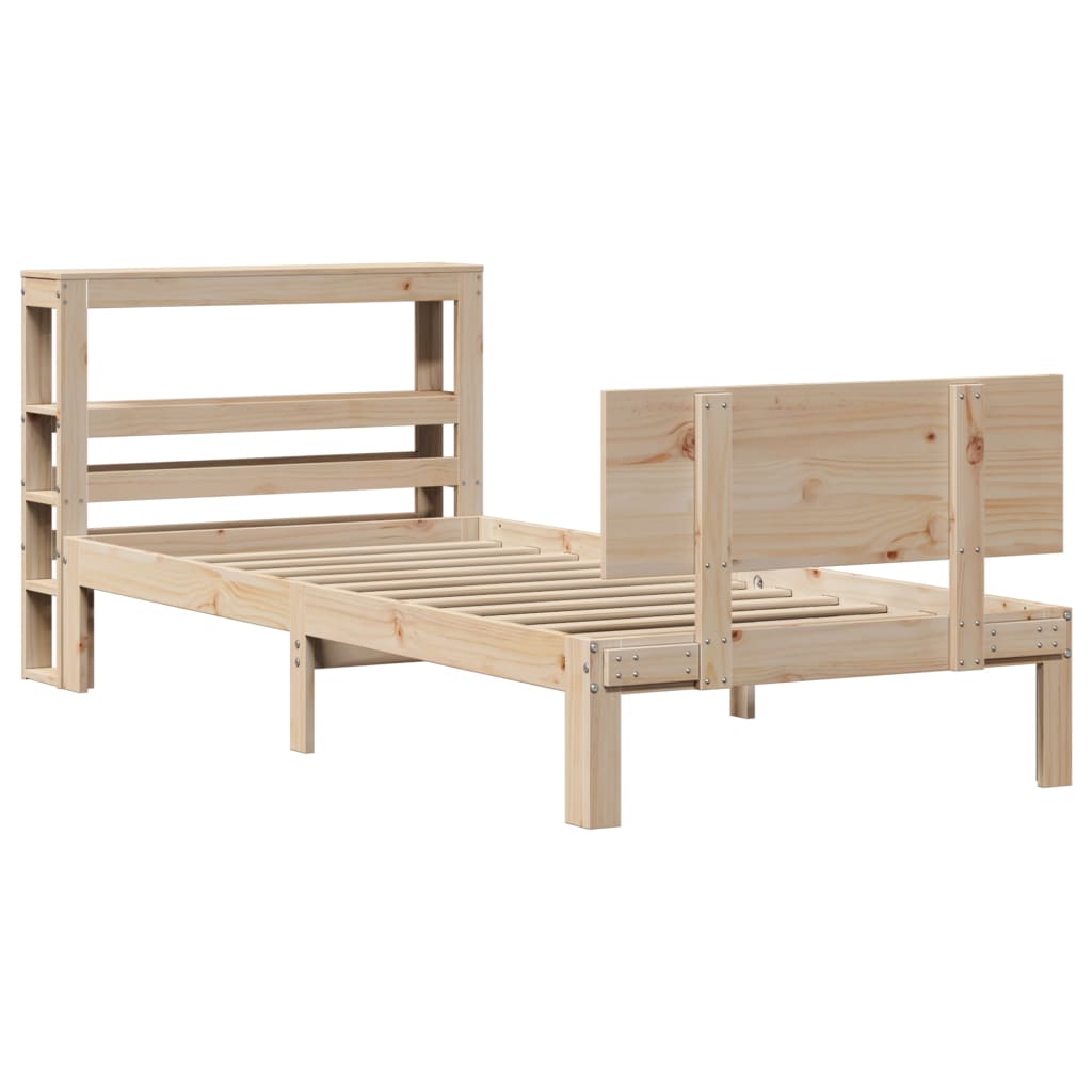 vidaXL Bedframe met hoofdbord massief grenenhout 90x200 cm afbeelding