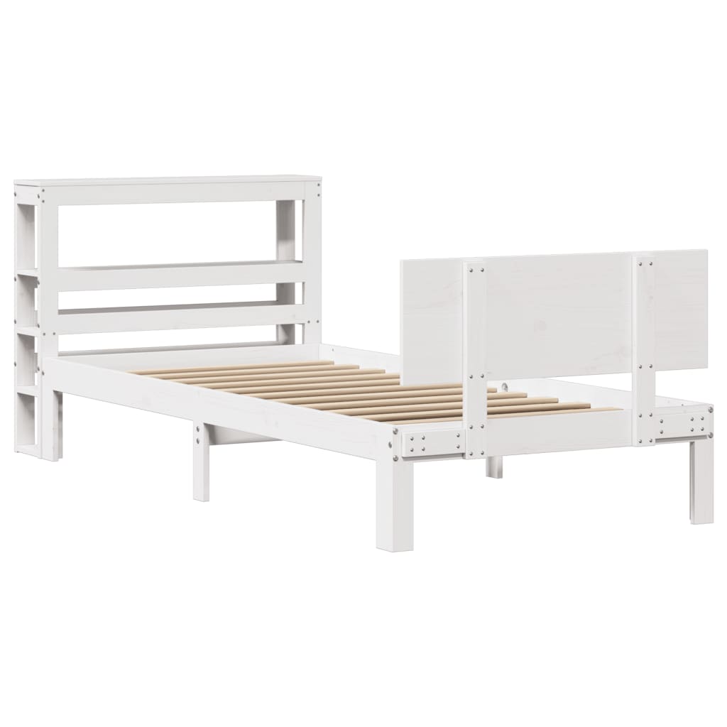 vidaXL Bedframe met hoofdeinde zonder matras 100x200 cm wit afbeelding