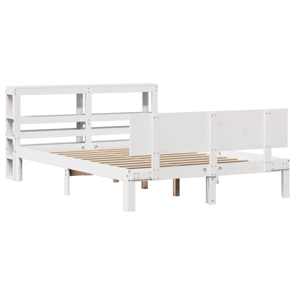 vidaXL Bedframe met hoofdeinde zonder matras 140x200 cm wit afbeelding