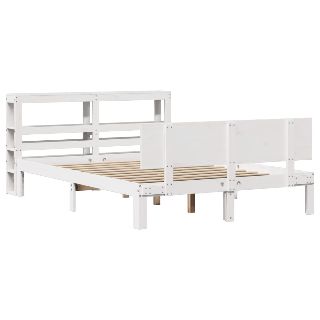 vidaXL Bedframe met hoofdeinde zonder matras 160x200 cm wit afbeelding