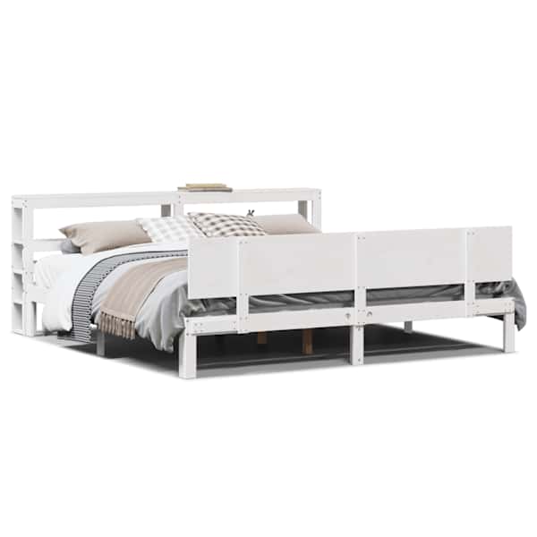 vidaXL voodiraam peatsiga ilma madratsita Valge 180x200 cm