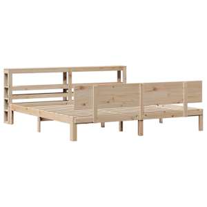 Rám postele s čelem 200 x 200 cm masivní borové dřevo - obrázek 3