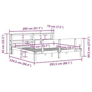 Rám postele s čelem 200 x 200 cm masivní borové dřevo - obrázek 12