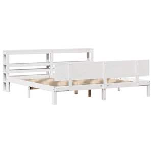 Rám postele s čelem bez matrace bílý 200x200 cm - obrázek 3