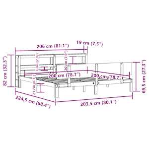 Rám postele s čelem bez matrace bílý 200x200 cm - obrázek 12