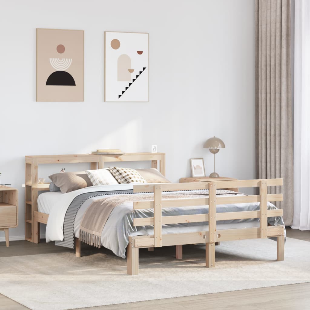 Bedframe met hoofdbord massief grenenhout 120×190 cm