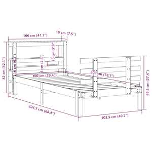 Rám postele s čelem 100 x 200 cm masivní borové dřevo - obrázek 11