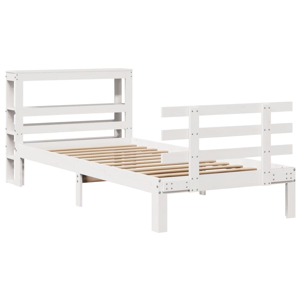 vidaXL Bedframe met hoofdeinde zonder matras 100x200 cm wit afbeelding