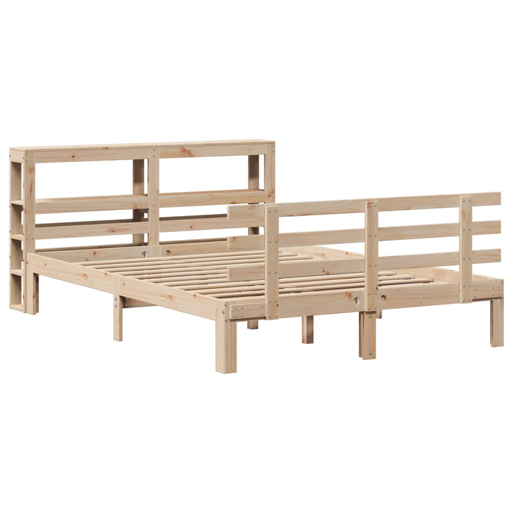 vidaXL Bedframe met hoofdbord massief grenenhout 120x200 cm afbeelding