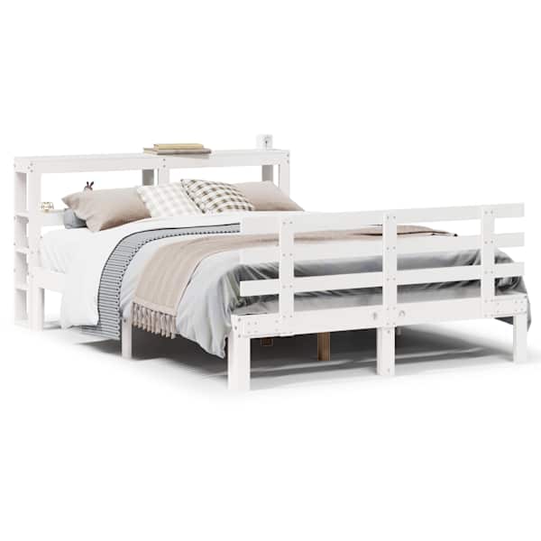 vidaXL voodiraam peatsiga ilma madratsita Valge 120x200 cm