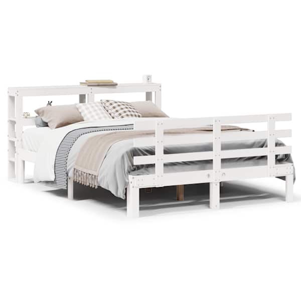 vidaXL voodiraam peatsiga ilma madratsita Valge 140x200 cm