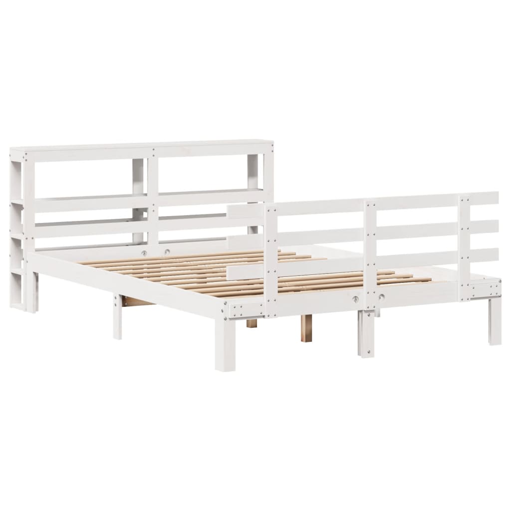vidaXL Bedframe met hoofdeinde zonder matras 160x200 cm wit afbeelding