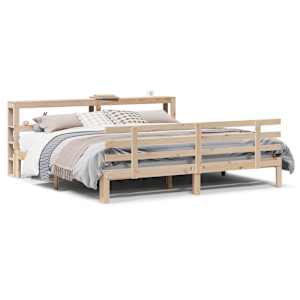 Rám postele s čelem 200 x 200 cm masivní borové dřevo - obrázek 2