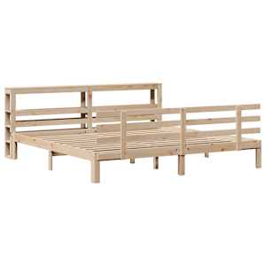 Rám postele s čelem 200 x 200 cm masivní borové dřevo - obrázek 3