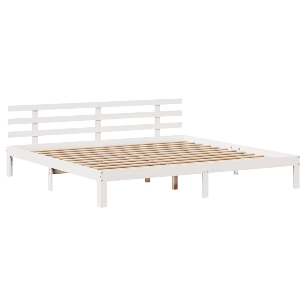 Fehér ágykeret fejtámlával matrac nélkül 200x200 cm 