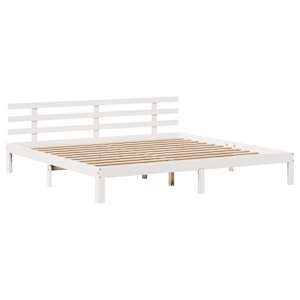 Rám postele s čelem bez matrace bílý 200x200 cm - obrázek 4