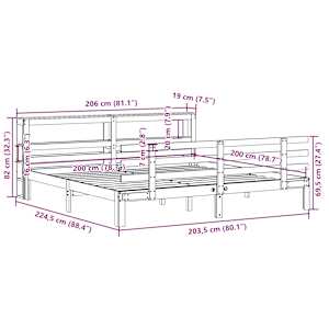 Rám postele s čelem bez matrace bílý 200x200 cm - obrázek 11
