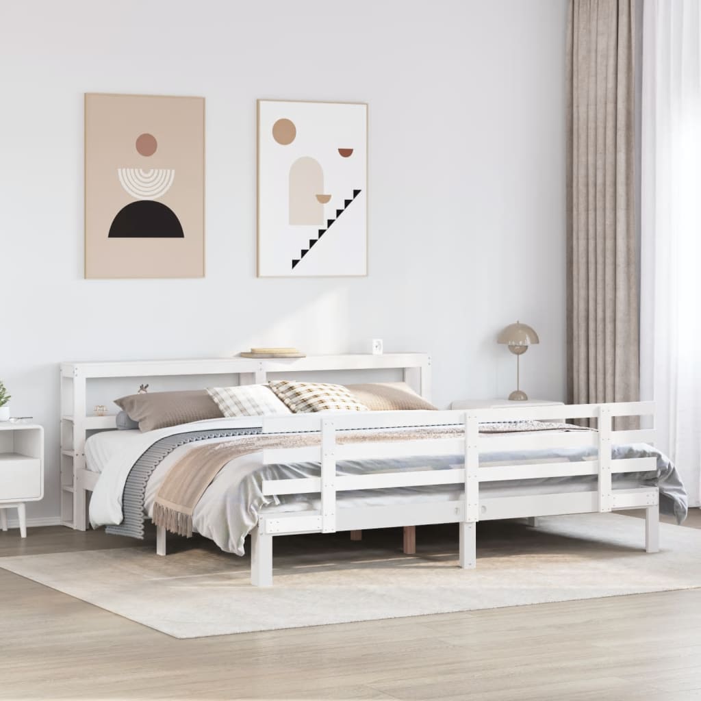 voodiraam peatsiga ilma madratsita Valge 200x200 cm
