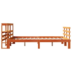 Rám postele s čelem voskově hnědý 150 x 200 cm masivní borovice - obrázek 7