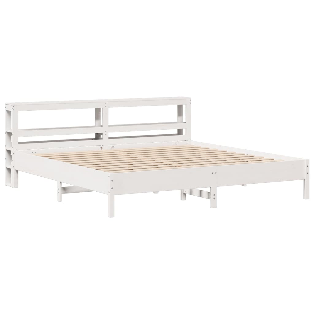 vidaXL Bedframe zonder matras massief grenenhout wit 200x200 cm afbeelding