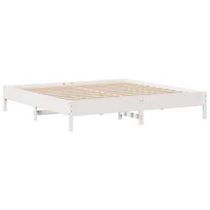 Postel bez matrace bílá 200 x 200 cm masivní borovice - obrázek 7
