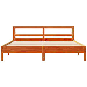 Postel bez matrace voskově hnědá 200 x 200 cm masivní borovice - obrázek 4