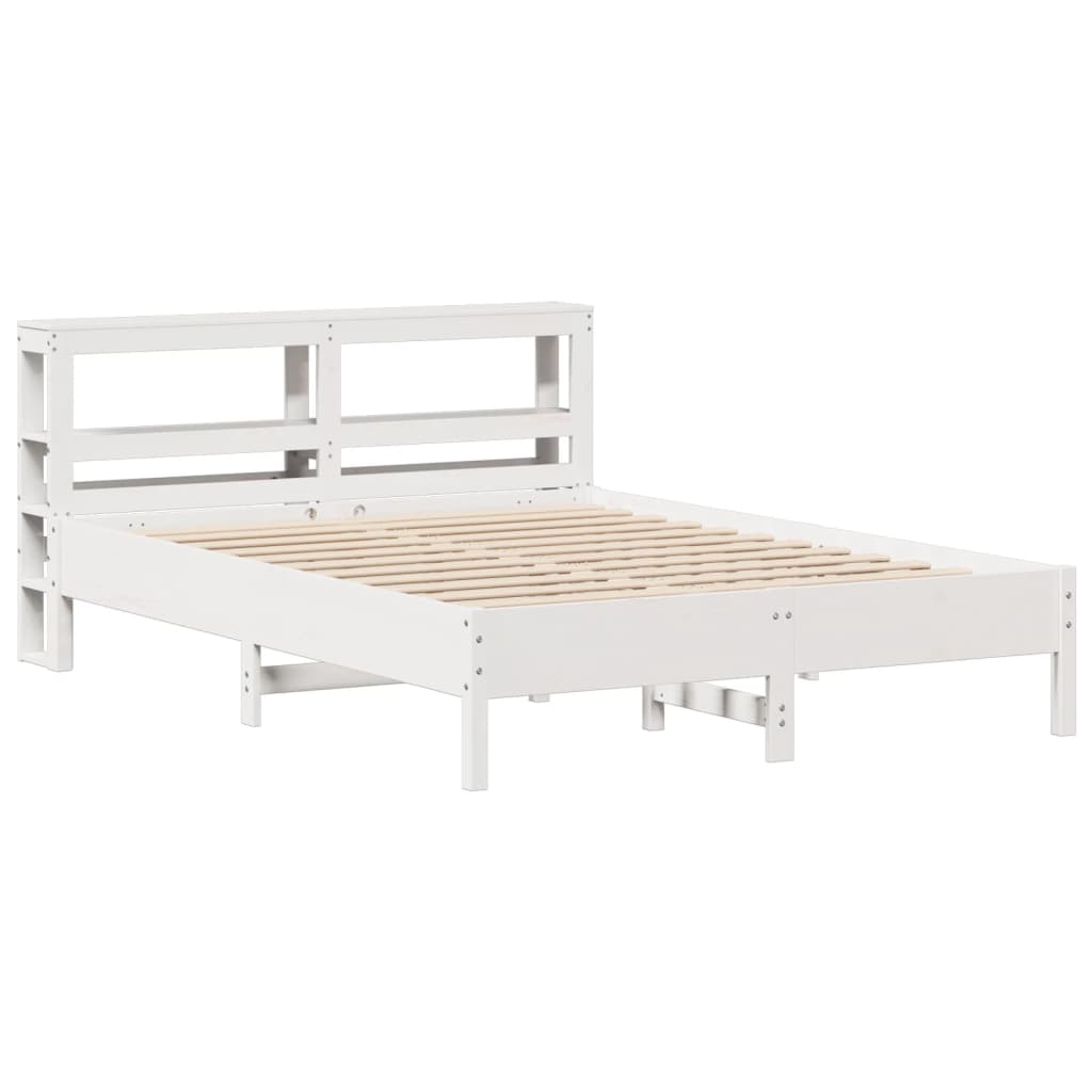 vidaXL Bedframe zonder matras massief grenenhout wit 150x200 cm afbeelding