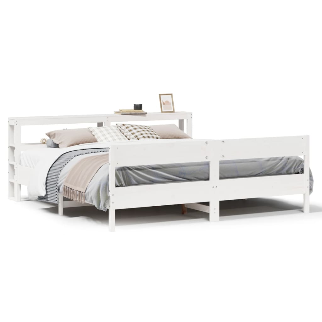 vidaXL Bedframe zonder matras massief grenenhout wit 200x200 cm, foto 3