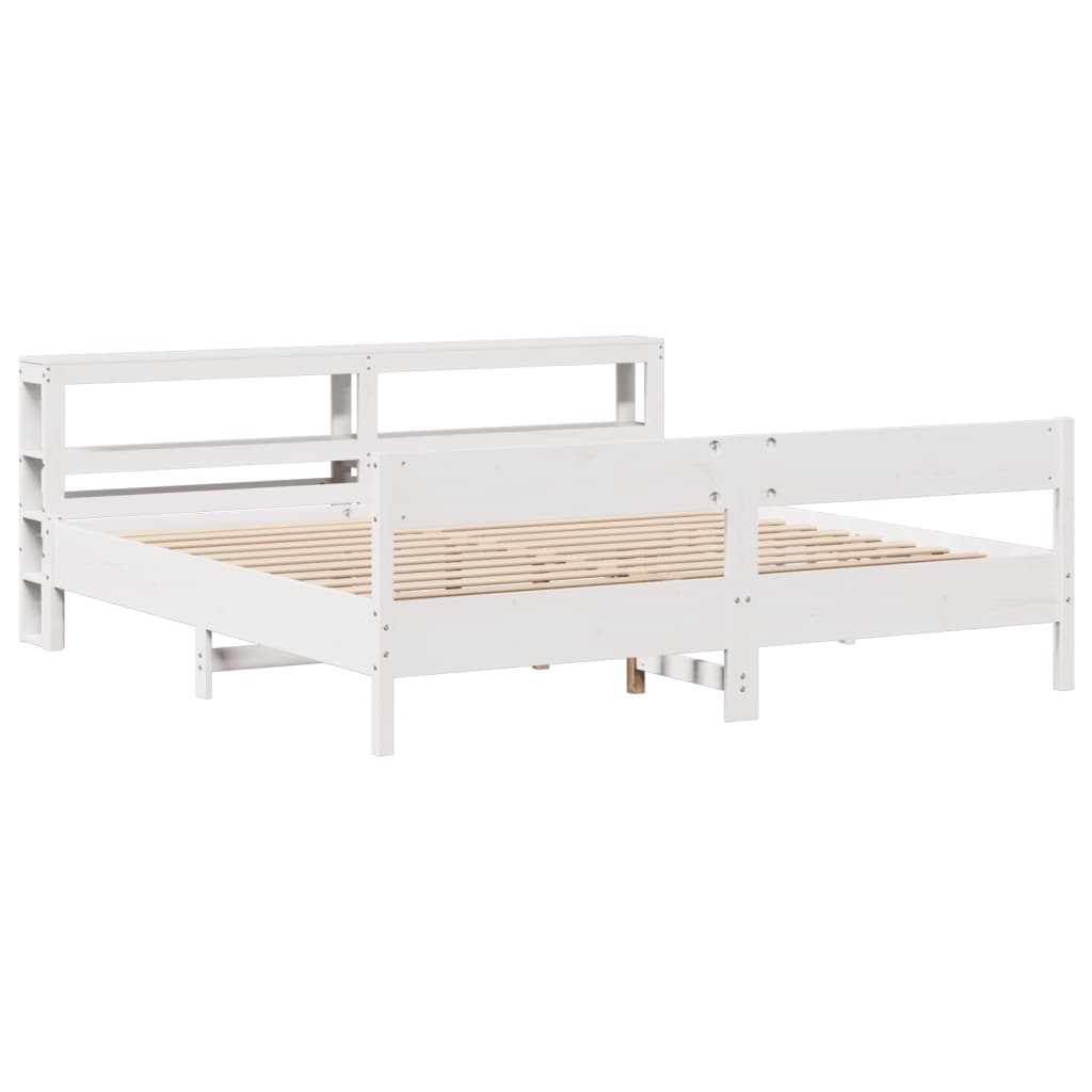 vidaXL Bedframe zonder matras massief grenenhout wit 200x200 cm, foto 4