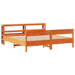 Postel bez matrace voskově hnědá 200 x 200 cm masivní borovice - obrázek 3