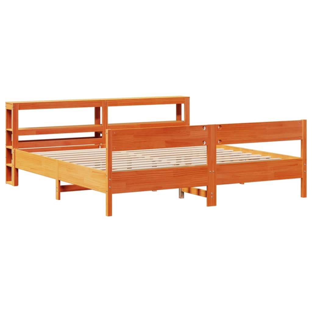 vidaXL Bedframe zonder matras massief grenenhout wasbruin 180x200 cm afbeelding