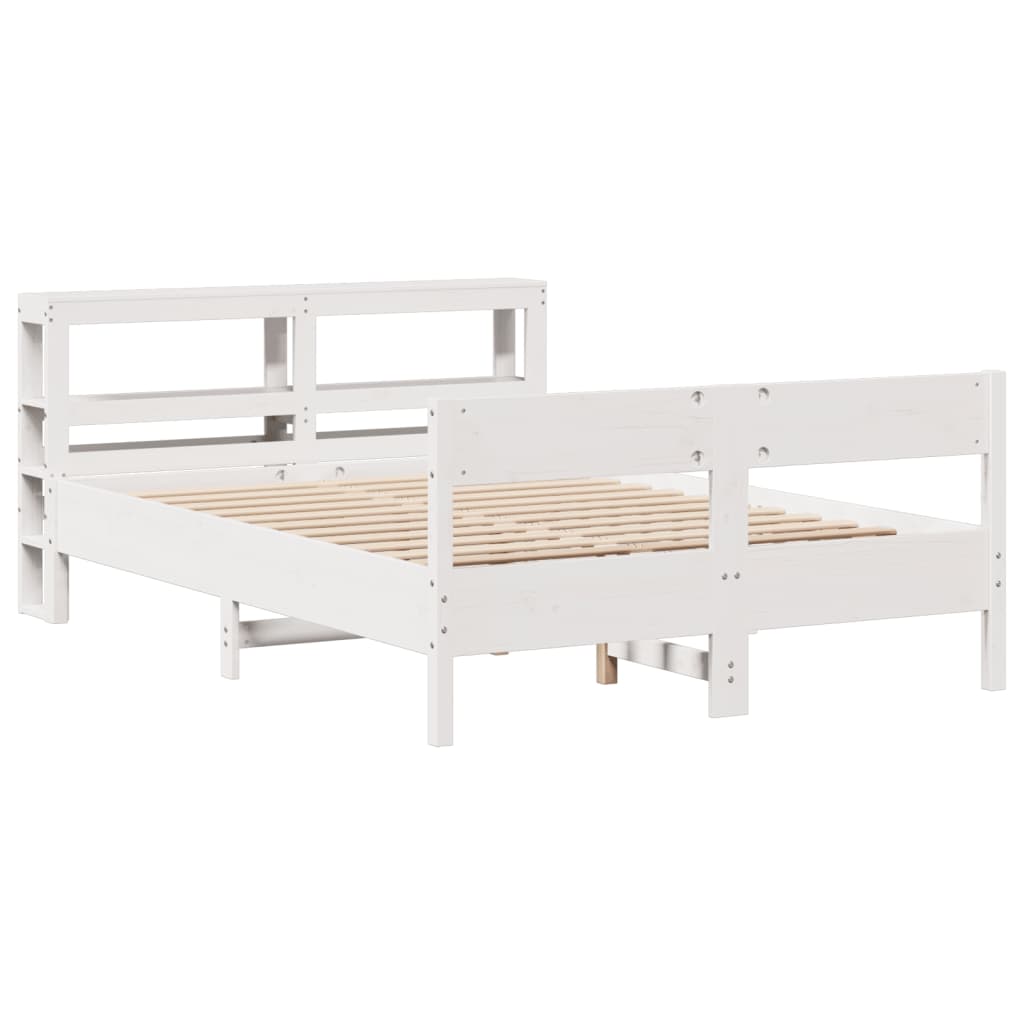 vidaXL Bedframe zonder matras massief grenenhout wit 140x200 cm afbeelding