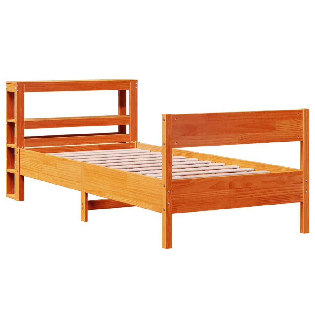 vidaXL Bedframe zonder matras massief grenenhout wasbruin 100x200 cm afbeelding