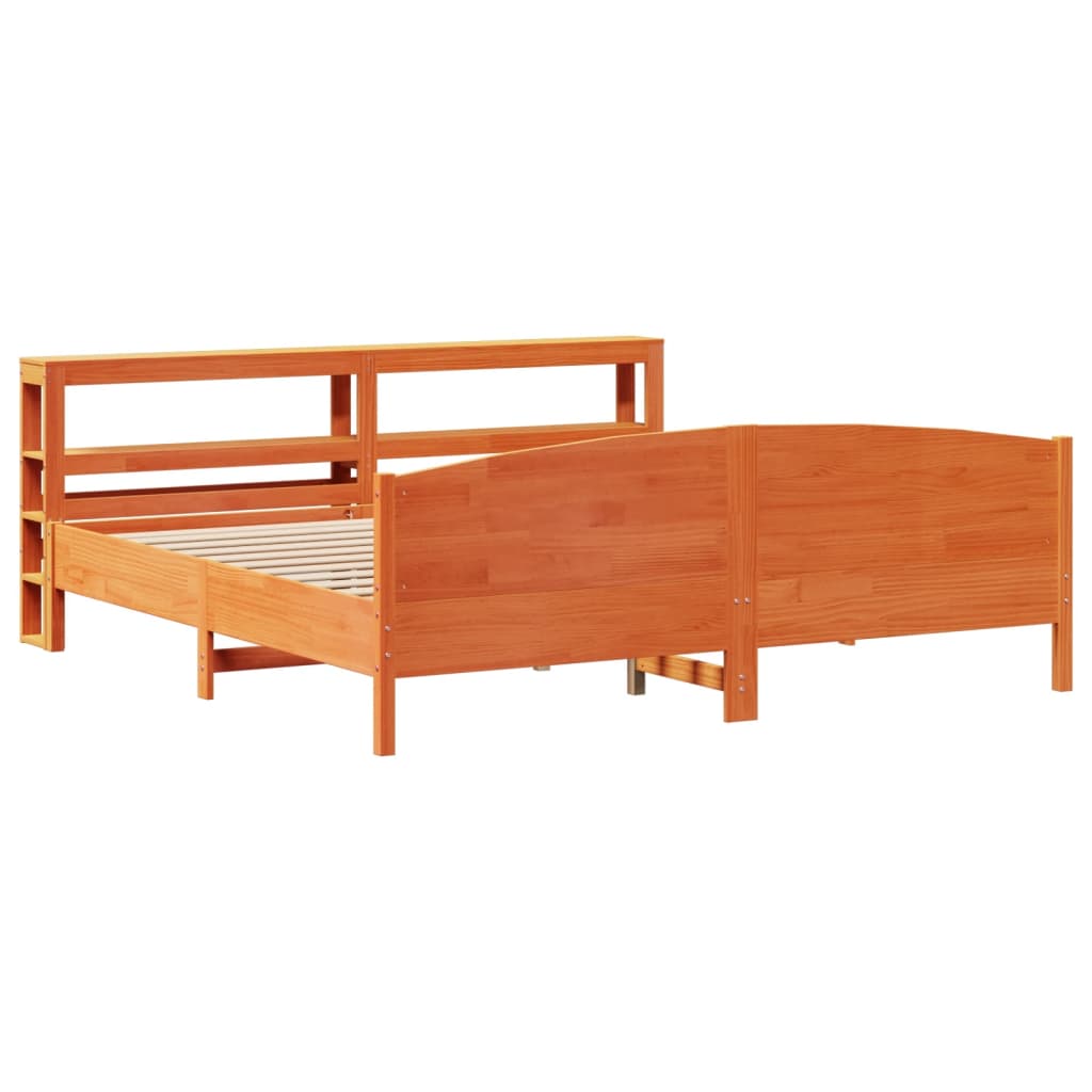 vidaXL Bedframe zonder matras massief grenenhout wasbruin 200x200 cm afbeelding