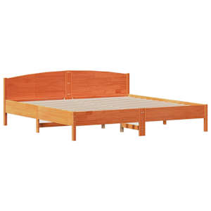 Postel bez matrace voskově hnědá 200 x 200 cm masivní borovice - obrázek 7