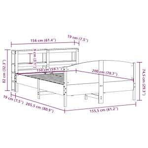 Postel bez matrace bílá 150 x 200 cm masivní borovice - obrázek 12