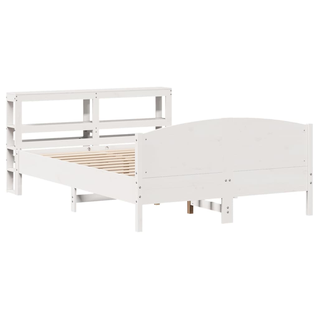 vidaXL Bedframe zonder matras massief grenenhout wit 140x200 cm afbeelding