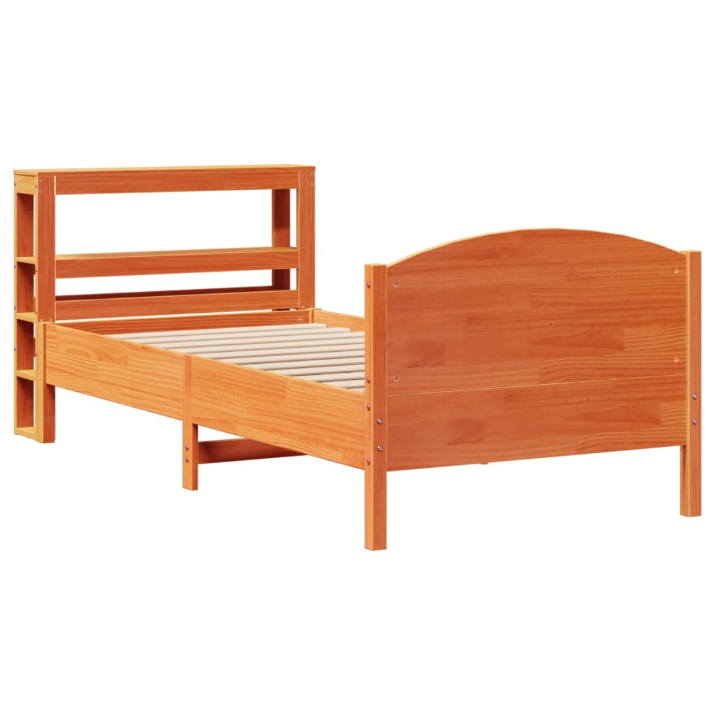 vidaXL Bedframe zonder matras massief grenenhout wasbruin 75x190 cm afbeelding