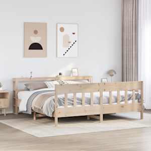 Posteljni okvir brez vzmetnice 200x200 cm trdna borovina
